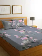 Glace Cotton Printed Fitted Double Bedsheet with Two Pillow Covers 