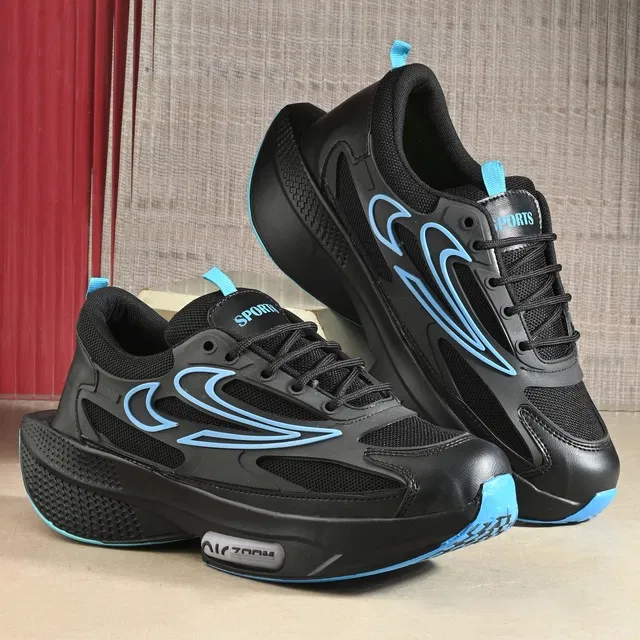 Sports Shoes for Men (Sky blue & Black, 9)