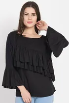 Cotton Solid Top for Women (Black, S)