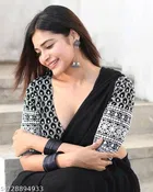 Georgette Solid Saree For Women, Black