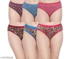 Cotton Printed Briefs for Women (Multicolor, S) (Pack of 6)