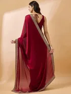 Bollywood Maroon Chinon Saree for Women