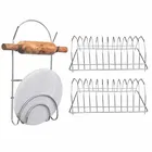 Oc9 स्टेनलेस स्टील प्लेट स्टैंड & चकला बेलन स्टैंड फॉर किचन 