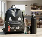 Polyester Backpack with Plastic Water Bottle, Tissue Container for Men & Women, Multicolour, Set of 1