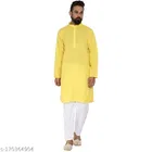 Cotton Blend Solid Kurta with Pyjama for Men 