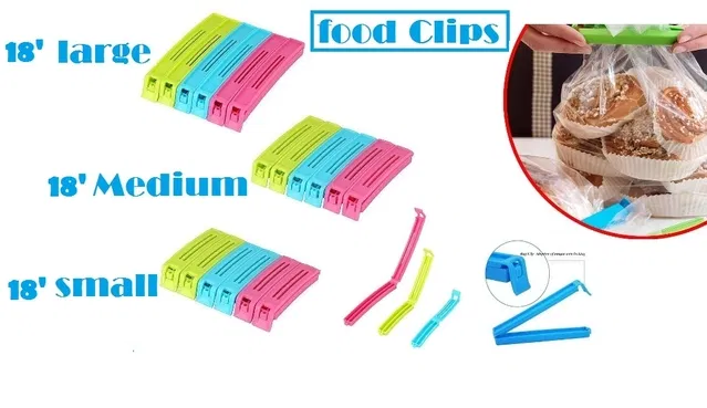Plastic Food Bags Airtight Vaccum Sealer Clips (Multicolor, Set of 54)