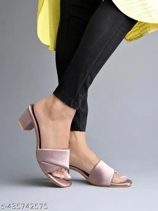 Solid Suede Open Toe Block Heels for Kids (10-11 Years)