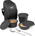 Stainless Steel Microwave Safe Lunch Box Set (Black, Set of 1)