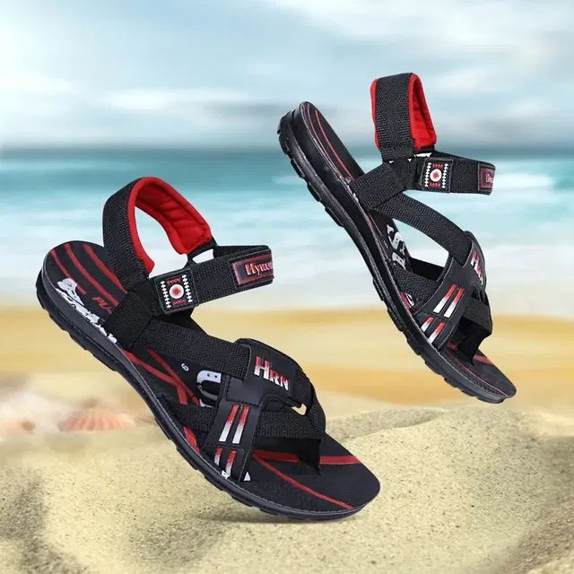 Synthetic Casual Sandals for Men (Black, 8)