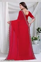 Georgette Saree for Women, Red 