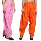 Cotton Solid Salwar for Women (Baby Pink & Orange, Free Size) (Pack of 2)