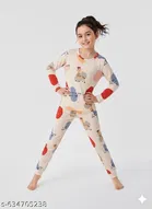 Cotton Blend Night Suit for Girls 