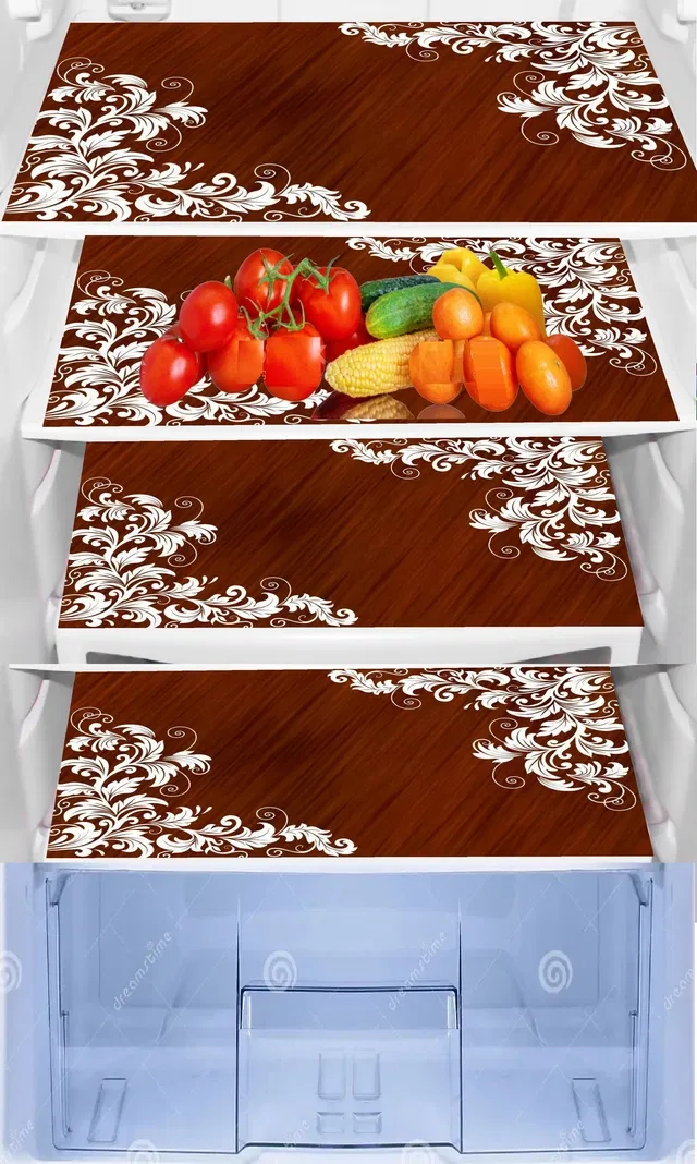 PVC Fridge Mat (Multicolor, Pack of 4)