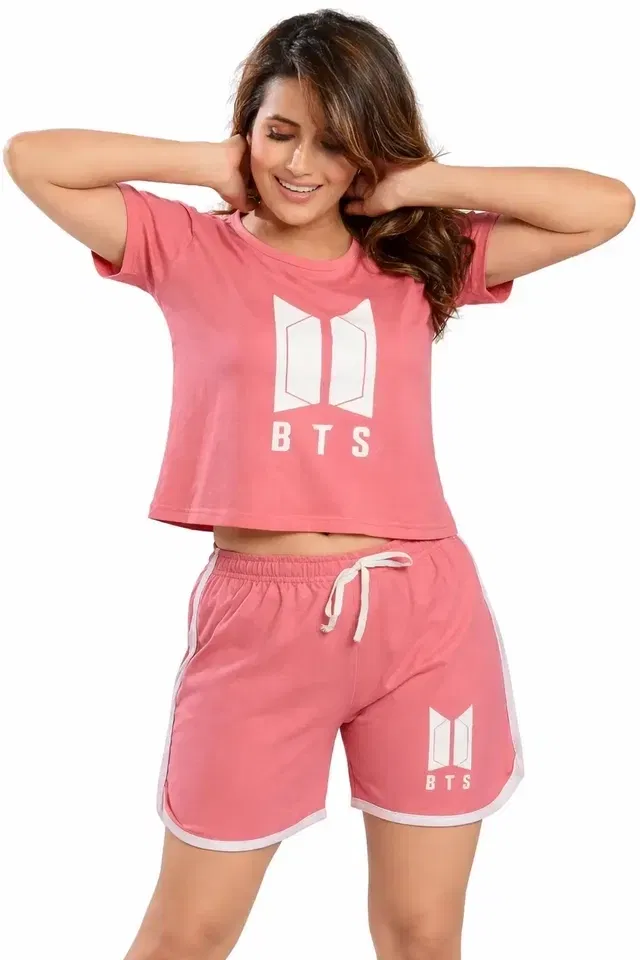 Satin Nightsuit for Women (Peach, S)