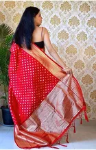Silk Woven Design Saree for Women, Red 