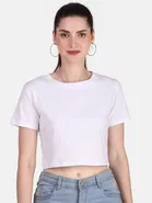 Round Neck Printed Crop T-Shirts for Women & Girls 