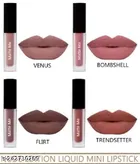 Liquid Lipstick for Women (Multicolor, Pack of 4)