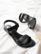Shoetopia Brown Synthetic Kitten Heel Round Toe Sandals 