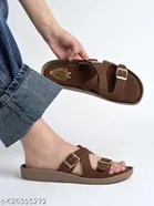 Shoetopia Brown Solid Flat Sandals 