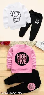 Hosiery Cotton Full Sleeves T-Shirt with Pant Clothing Set for Kids 