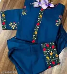 Trendy Cotton Blend Kurta with Pant for Women, Teal 
