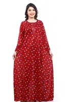 Satin Printed Nightdress for Women (Maroon, XL)