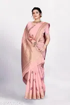 Linen Zari Woven Saree for Women 