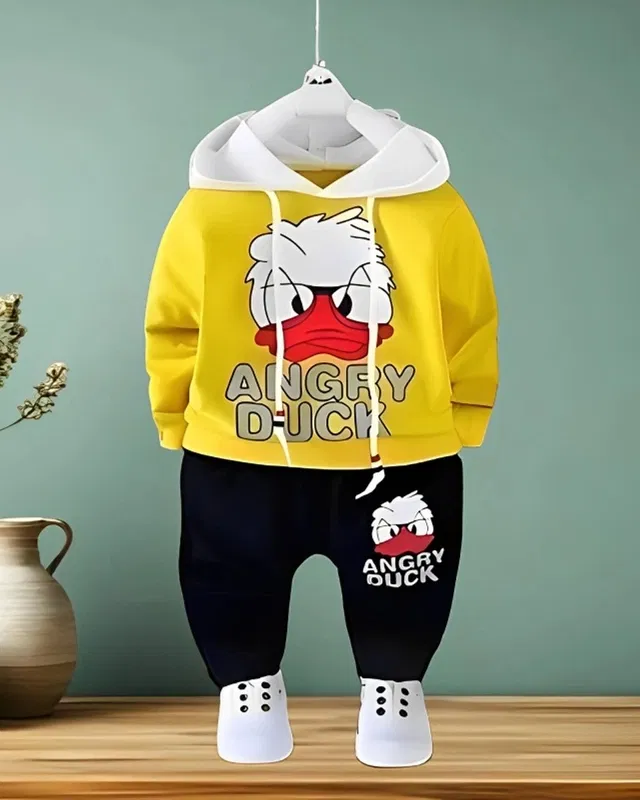 Cotton Blend Printed Clothing Set for Boys (Yellow & Black, 6-12 Months)