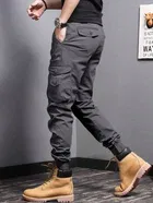 Cotton Blend Solid Trackpant for Men, Dark Grey 