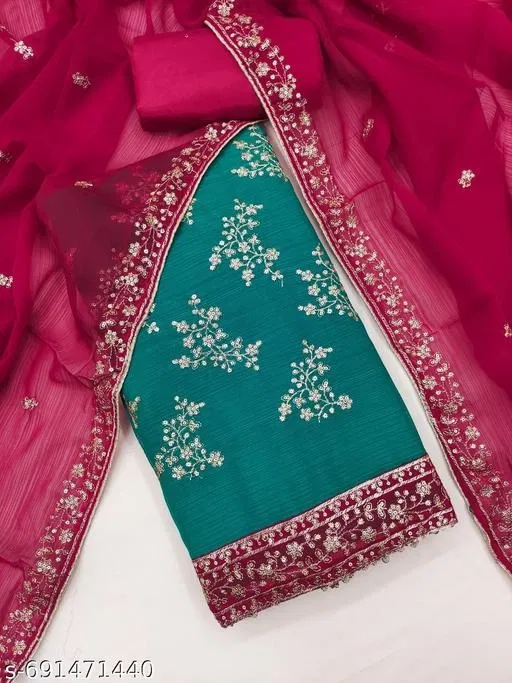 Embroidered Anarkali Suit for Women (Mint Green, Un Stitched)