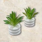 Plastic Artificial Flower With Pot,Multicolour, Set Of 2