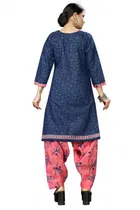 Cotton Blend Printed Salwar Suit with Dupatta for Women 