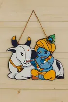 KC Arts God krishna with cow wall hanging 8x10inch