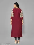 Solid Cotton Blend A-line Kurti for Women 