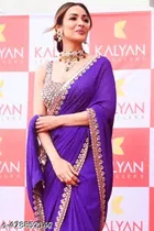 Georgette Solid Saree For Women, Purple
