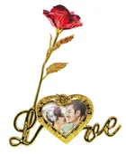 24K Gold Plated Artificial Rose Flower with Photo Frame 