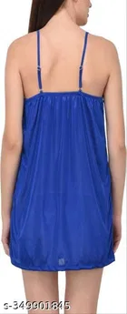 Satin Solid Babydoll for Women, Blue 