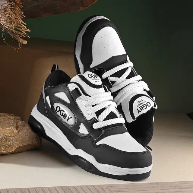Casual Shoes for Men (White & Black, 7)