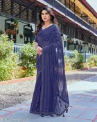 Soft Silk Printed Saree for Women, Navy Blue 