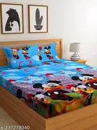 Glace Cotton Bedsheet with 2 Pcs Pillow Cover (Multicolor, 90x90 inches)