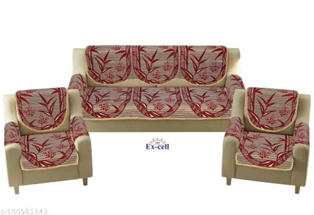 Polycotton 5 Seater Sofa Covers (Maroon, Set of 1)