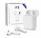 TWS i12 Bluetooth Earphone with Portable Charging Case (White, True Wireless)