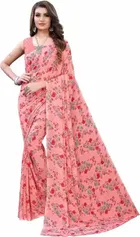 कनूड़ा फैंसी विमेंस जॉर्जेट फ्लावर प्रिंटेड साड़ी 