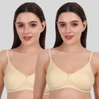 Cotton Bra for Women, Beige, Pack of 2 