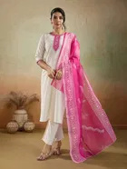 Rayon Printed Kurta with Pant & Dupatta for Women 