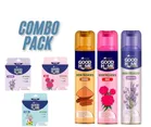 Combo of Goodhome Sandal, Lavender & Rose Room Freshener (130 g, Pack of 3) with 3 Pcs Free Hanging Sachet (Set of 6)