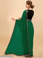 Net Solid Saree For Women, Green