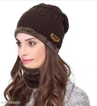 Woolen Beanie Cap with Neck Warmer for Men & Women 