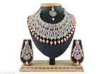Peach Bridal Choker Jewellery Set for Women 