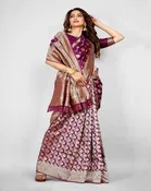 Silk Woven Design Saree for Women, Wine 